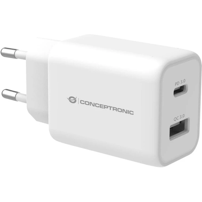 Φορτιστής Πρίζας Conceptronic 2Port 33W,1xUSB-C PD White