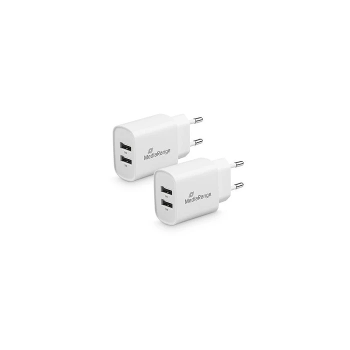 Φορτιστής Πρίζας MediaRange 12W sockets-with zwei USB-A, white