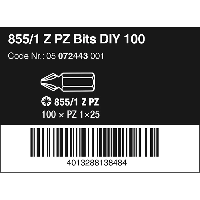 Σετ Μύτες Wera 855/1 Z DIY 100 Bits