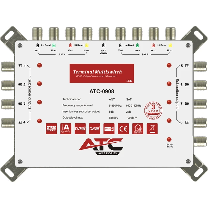 Atc Πολυδιακόπτης ATC 0908 2 Sat 1 Ter 8 Εξοδοι