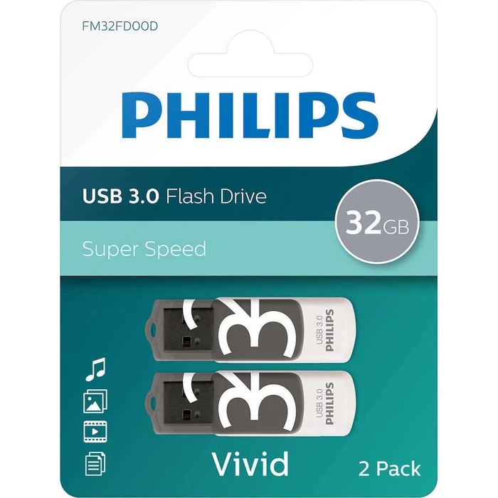 USB Flash 32GB Philips USB 3.0 2-Pack Vivid Edition Shadow Grey
