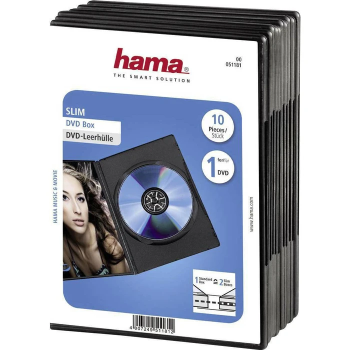 Θήκη DVD Hama Slim Jewel pack of 10, black 51181