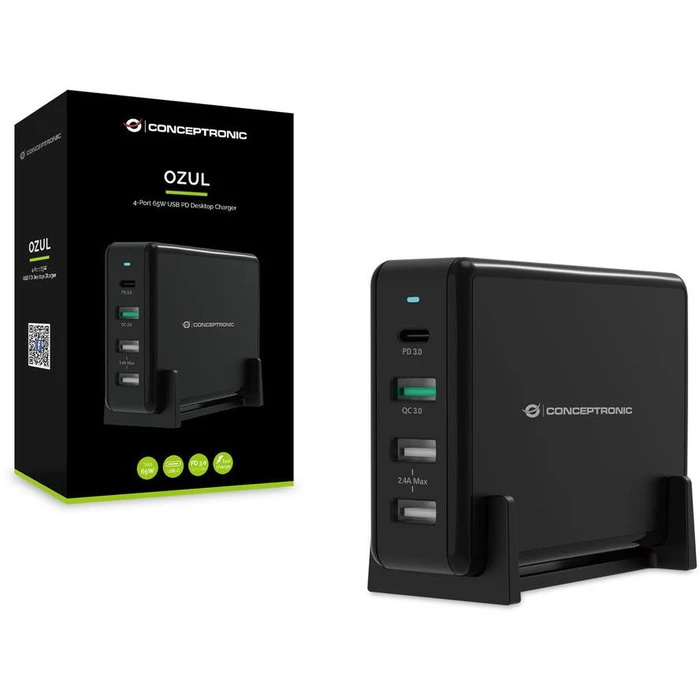 Φορτιστής Πρίζας Conceptronic 4Port 65W,1xUSB-C/3xUSB-A PD Desktop