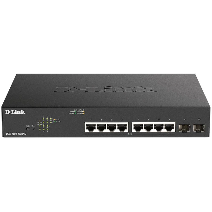 Network Switch 190mm D-Link DGS-1100-10MPV2 8*GE PoE+