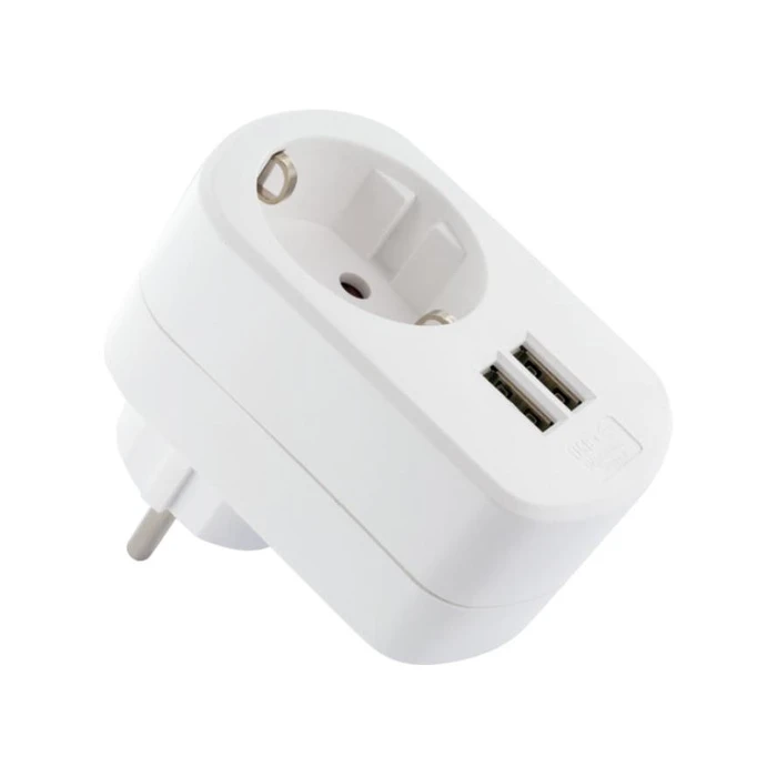 Φορτιστής Πρίζας Schwaiger USB charging adapter 230V with socket white