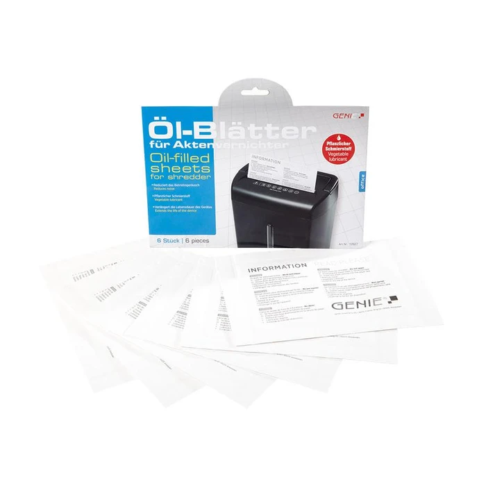 Χαρτί με λάδι GENIE care kit (oil sheets for document shredders) 6 Pack