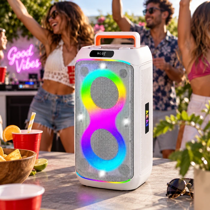 Akai Sonic X10 Portable Party Speaker 75W Bluetooth 5.3 TWS Wireless Microphone (White)