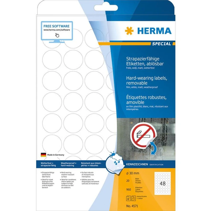 Ετικέτες Herma A4 30mm White removable 960St.