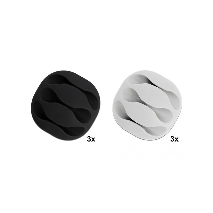 Οργανωτής Καλωδίων Delock cable holder 3 bushings self-adhesive 6pcs. b/w