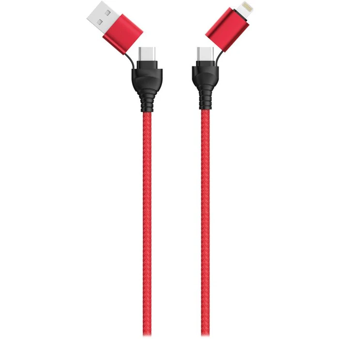 Καλώδιο USB 2GO Type-C 4in1 red 120cm