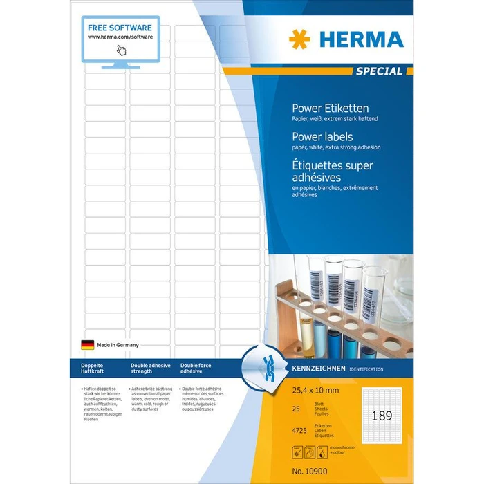 Ετικέτες Herma A4 White 25,4x10 mm extrem haftend 4725 pcs.