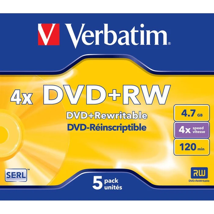 DVD+RW Verbatim 4,7GB 5pcs Pack 4x JewelCase silver retail