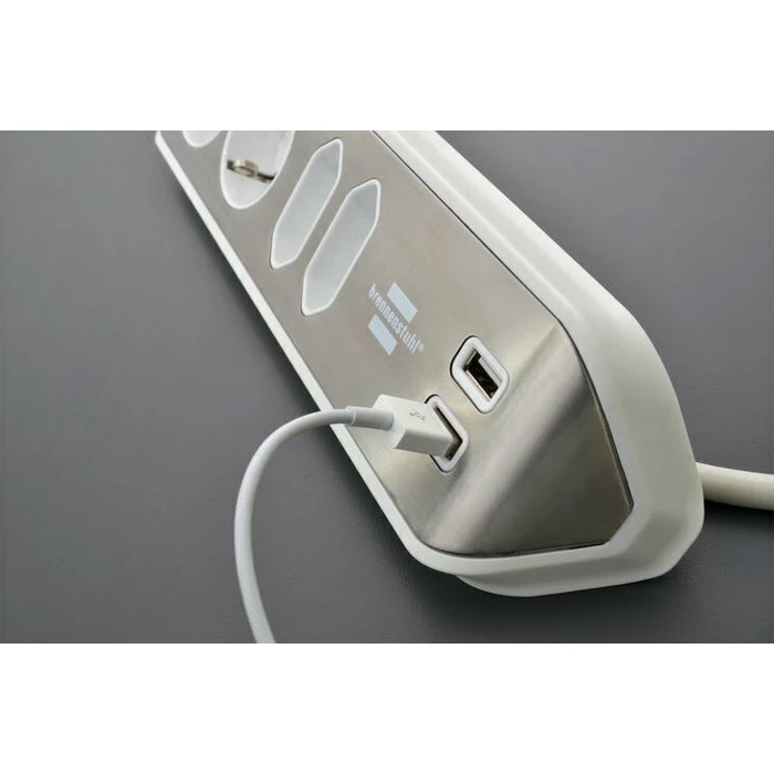 Πολύπριζο με USB Brennenstuhl estilo Corner 4-way Extension Lead silver/white