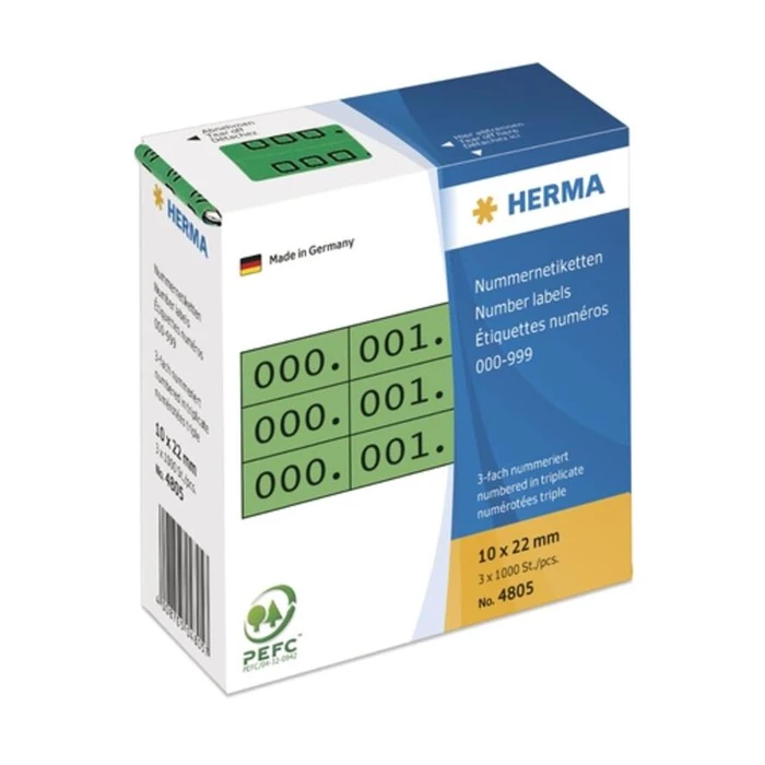 Ετικέτες Herma numerics. 3x self-adhesive 10x22 mm Green/Black