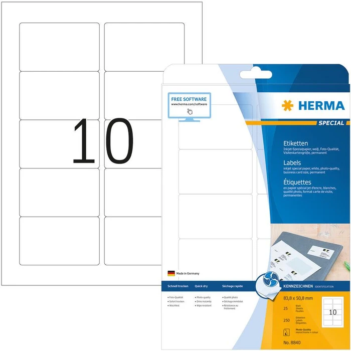 Ετικέτες Herma Inkjet A4 White 83,8x50,8 mm 250 pcs.