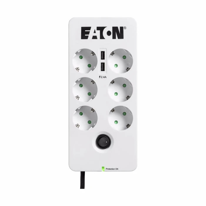 Πολύπριζο Ασφαλείας Eaton Protection Box 6 USB Tel@ Din 2500 Watt