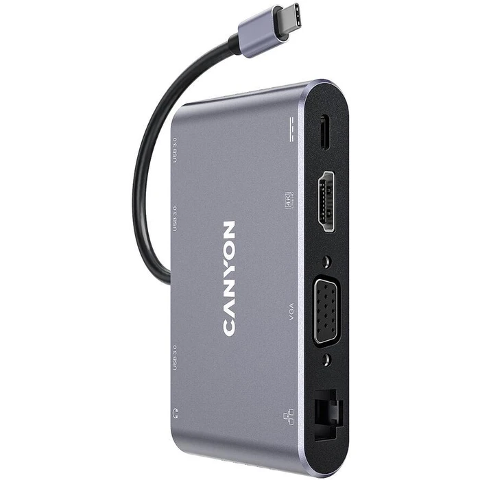 Docking Station Canyon USB-8-in1 USB-C > HDMI/3xUSB/USB-C/RJ45/VGA/Audio retail