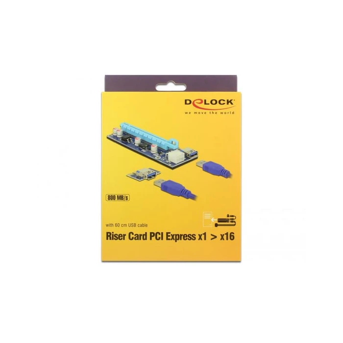 Κάρτα Δικτύου PCIe Delock Riser x1> x16 with 60 cm USB cable