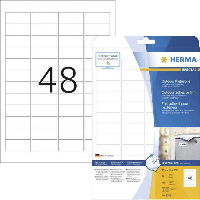 Ετικέτες Herma Outdoor Adhesive Film 9535 45,7x21,2 10 sheets 480 pcs.