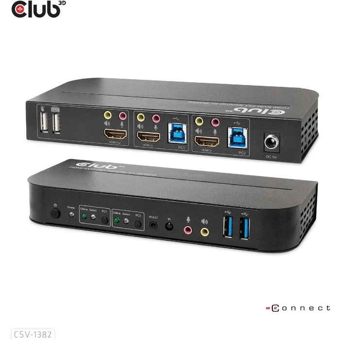 KVM Switch Club 3D 4K60Hz 2x HDMI > HDMI/2xUSB/Audio retail