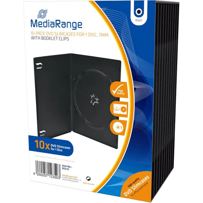 Θήκη DVD MediaRange 10pcs Single Slim Black retail