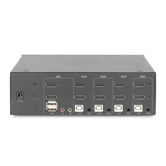 KVM Switch Digitus 4-Port 4K30Hz 2xHDMI 2xUSBA 2x3,5mKlinke