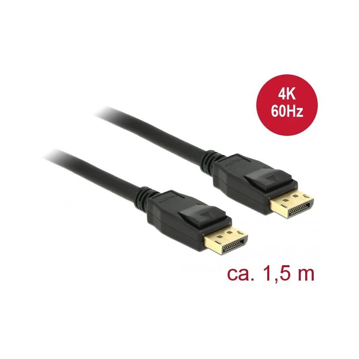 Καλώδιο DisplayPort Delock DP 1.2 -> DP M/M 1.5m Black 4K 60Hz