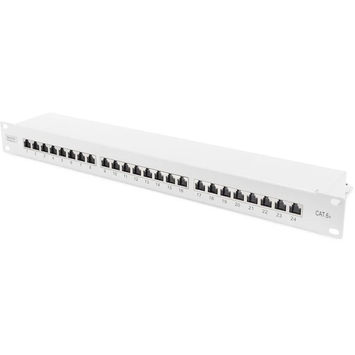 Patch Panel Digitus 1HE 24-Port Cat6a shielded lichtgray