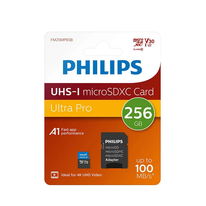 Κάρτα Μνήμης microSDXC 256GB Philips Class 10 UHS-I U1 incl. Adapter