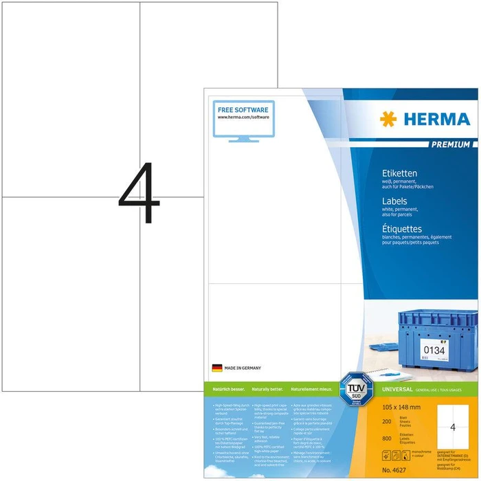 Ετικέτες Herma labels Premium A4 White 105x148 mm 800 pcs