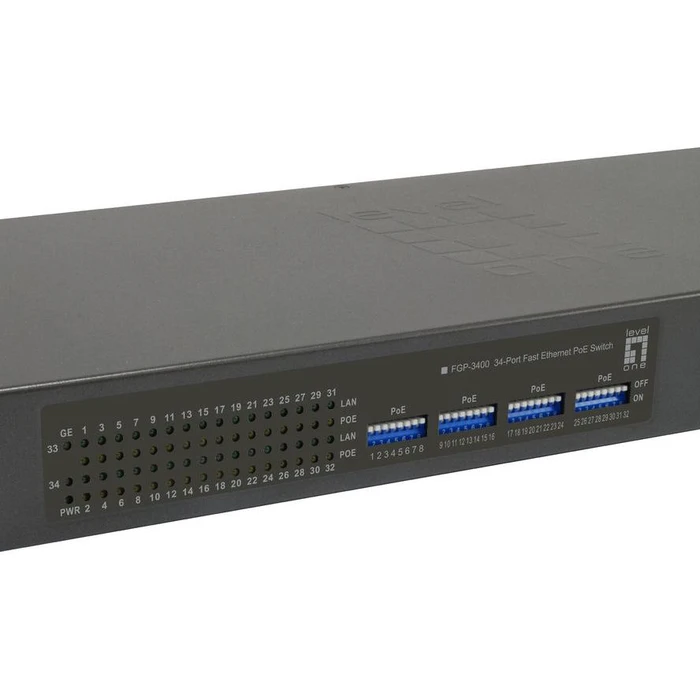 Network Switch LevelOne 34x FE FGP-3400W250 2xGE 19" 250W 32xPoE