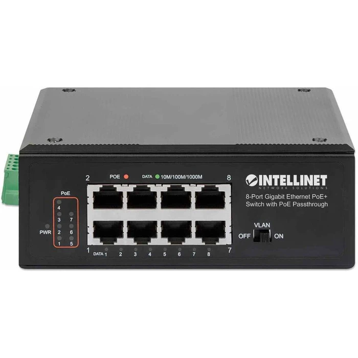 Network Switch INTELLINET 8-Port PoE+ Gigabit with PoE Passthrough
