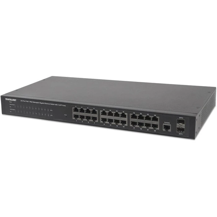 Network Switch Intellinet 24x GE Web-Managed SNMP 2xMini Gbic PoE+