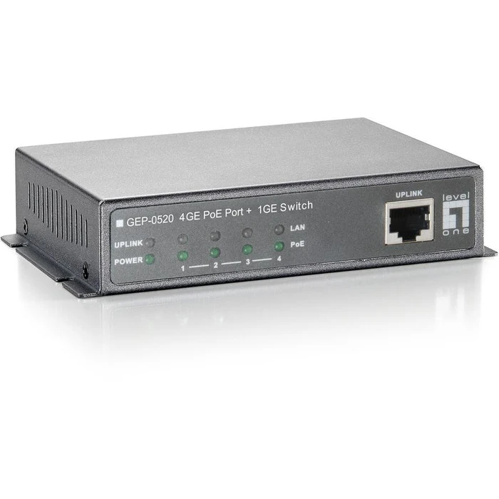 Network Switch LevelOne 5x GE GEP-0520 61.6W 4xPoE+
