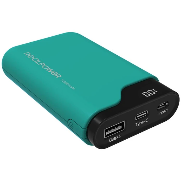 Power Bank RealPower green Type-C 7500