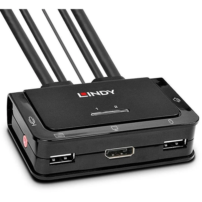 KVM Switch Lindy 2 Port DisplayPort 1.2, USB 2.0 Audio