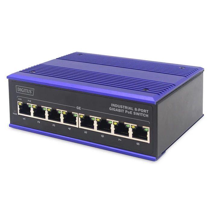 Network Switch Digitus Industrieller 8-Port Gigabit PoE (DN-651121)