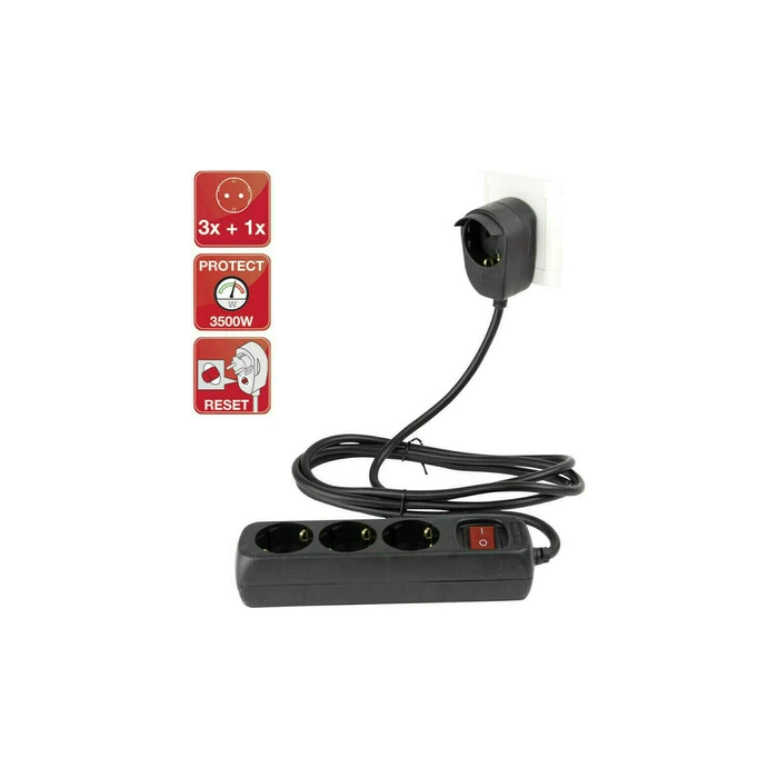 Πολύπριζο Με Διακόπτη REV 3+1-fold 2m black