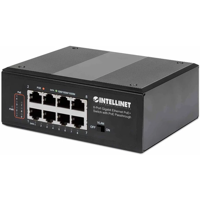 Network Switch INTELLINET 8-Port PoE+ Gigabit with PoE Passthrough