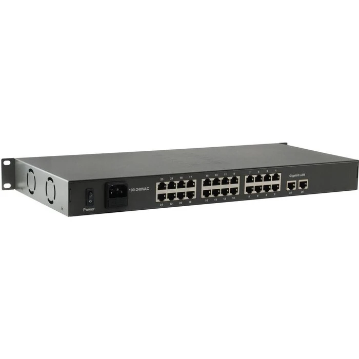 Network Switch LevelOne 24x FE FGP-2601 2xGE 19" 150W 24xPoE