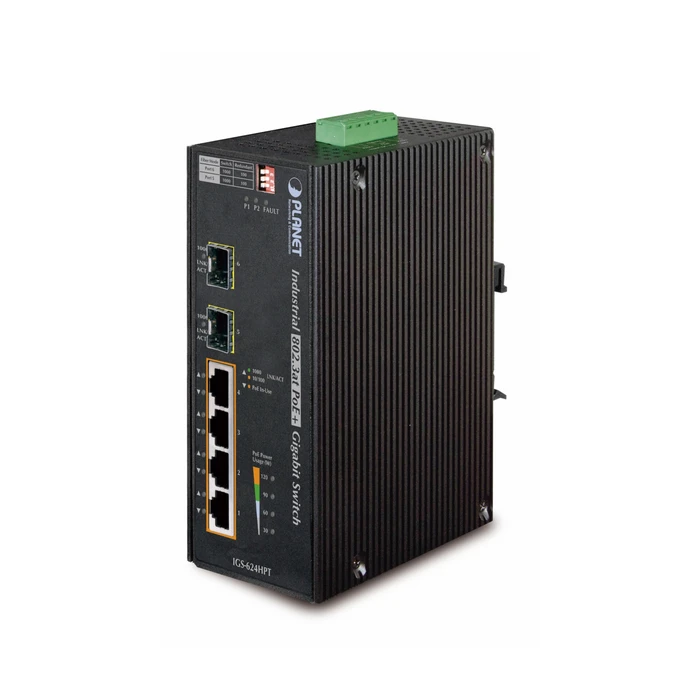 Network Switch PLANET Industrial 4-Port 10/100/1000T 802.3at PoE + 2-Port