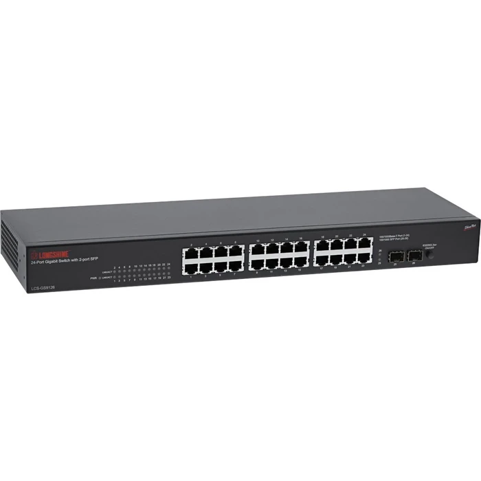 Network Switch 48,3cm Longshine 24x GE GS9126 2x mini-GBIC