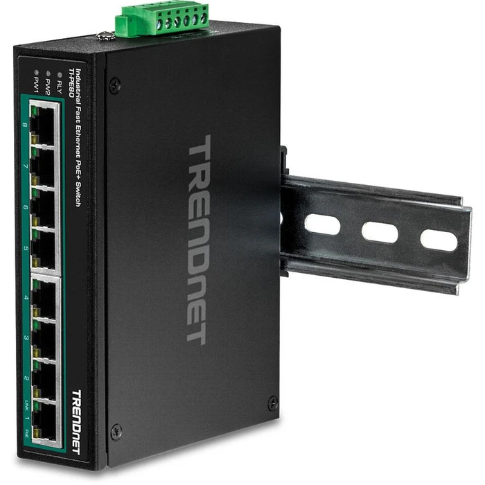 Network Switch TRENDnet Industrie 8 Port Fast Eth. PoE+ L2 DIN-Rail