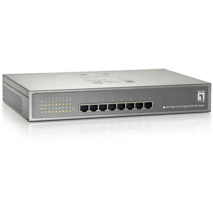 Network Switch LevelOne 8x GE GEP-0822 240W 8xPoE+