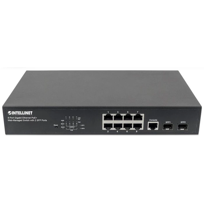 Network Switch Intellinet 8-Port Gigabit Web-Managed PoE+ Desk 2xSFP