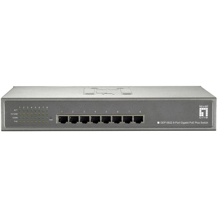 Network Switch LevelOne 8x GE GEP-0822 240W 8xPoE+
