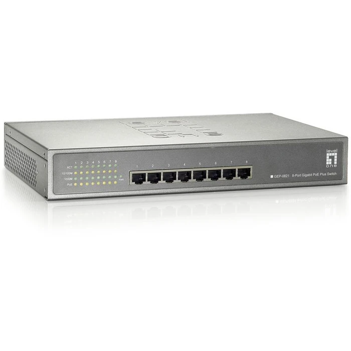 Network Switch LevelOne 8x GE GEP-0821 123.2W 8xPoE+