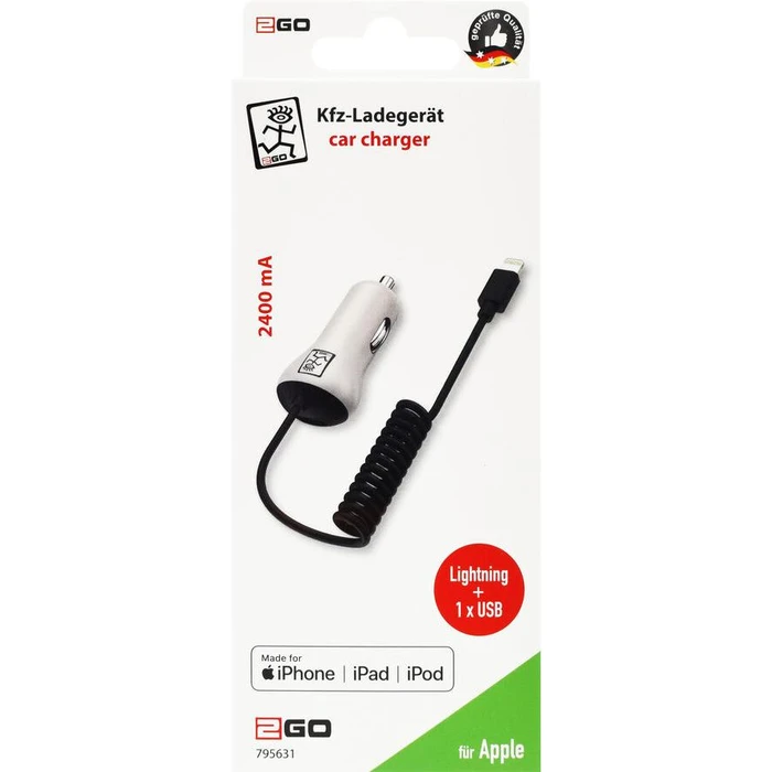 Φορτιστής Αυτοκινήτου 2GO 12V/24V-MFI zert-Black for iPhone u. iPad
