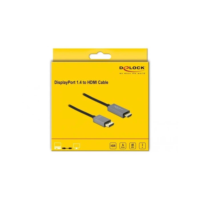 Καλώδιο DisplayPort Delock 1.4 > HDMI 4K 60Hz (HDR) 3m