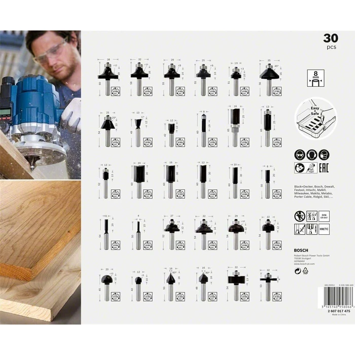 Σετ Φρέζες Bosch milling set Mixed 30 pi.
